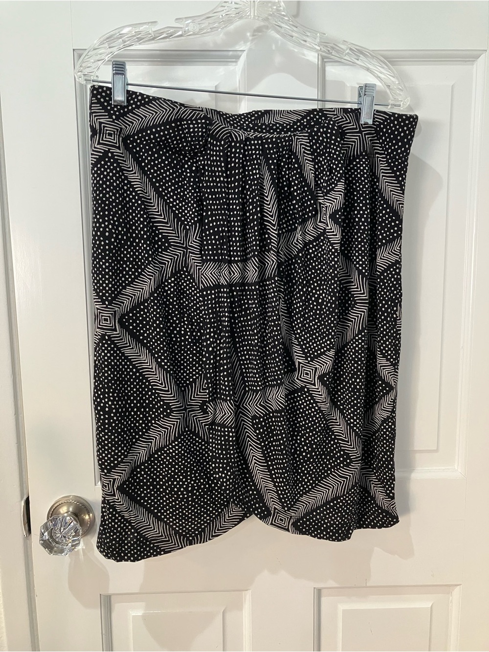 Lucky Brand Black and White Patterned Faux Wrap Skirt